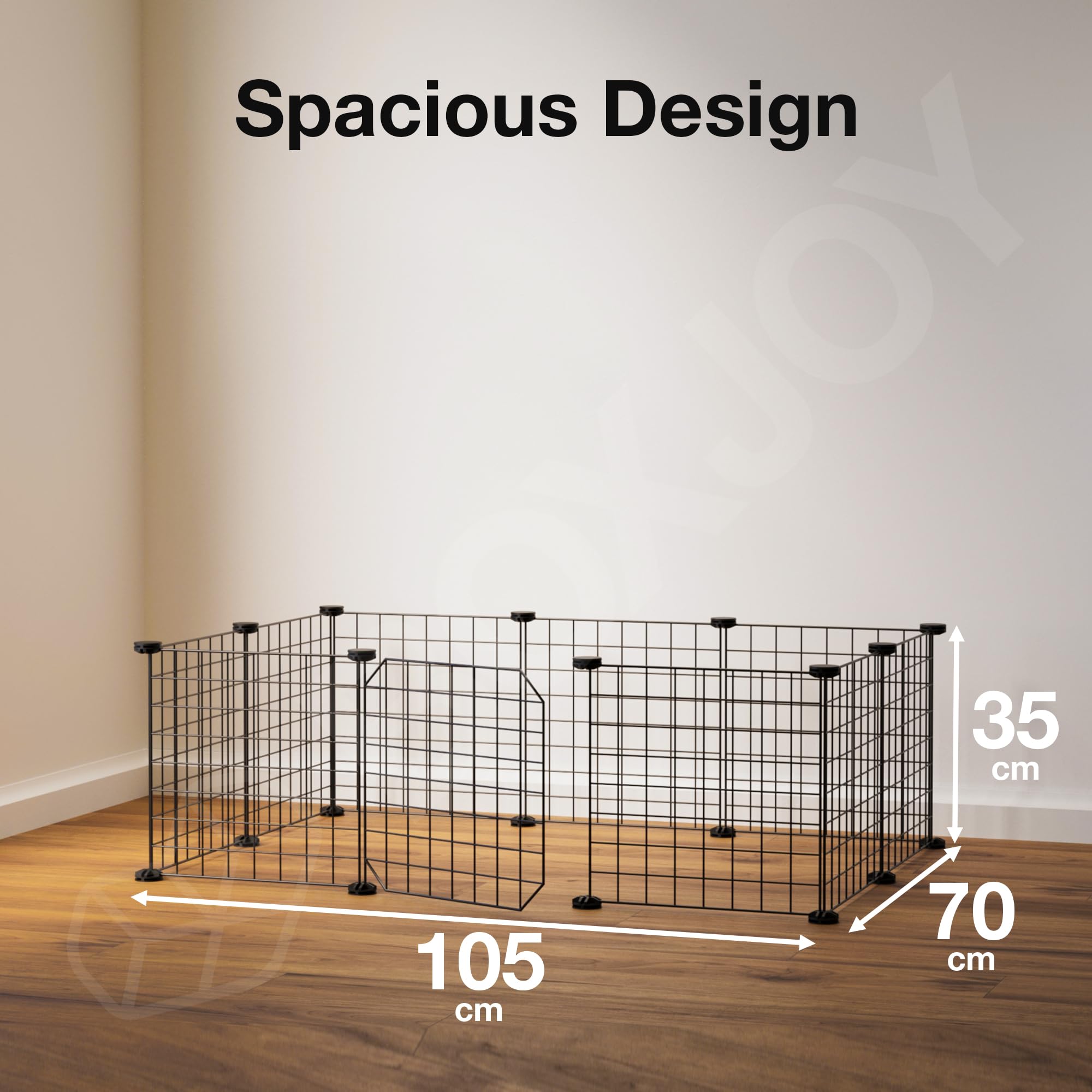 BOXJOY Foldable Metal Playpen Cage Crate for Puppies Small Cats Dogs Rabbit Guinea Pig Hamster at Home | Adjustable Fence with Door Lock | Accessories For Cat Dog Puppy (35x70x105 cm, Black, 9 Panels)