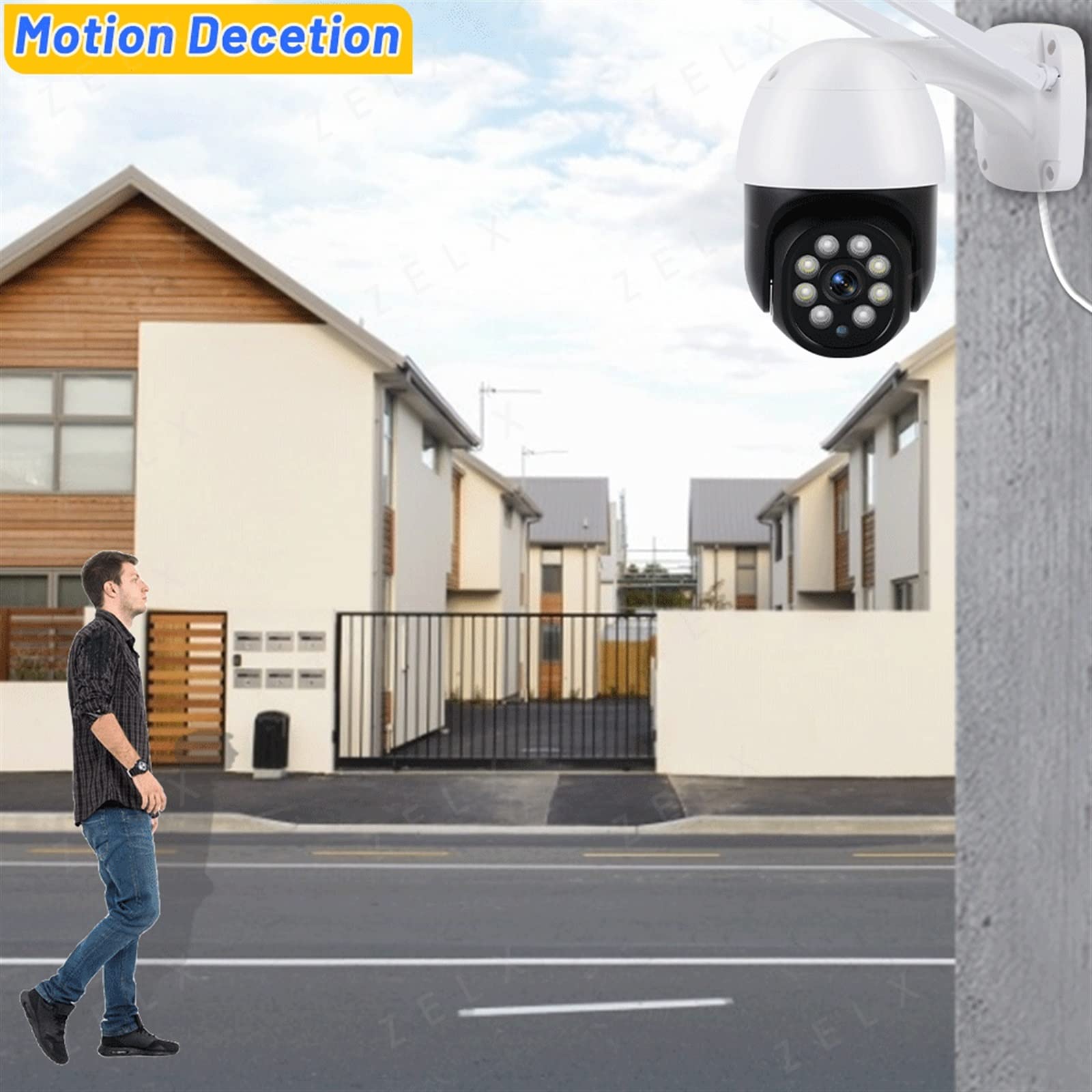 Kamera bezpieczeństwa, Kamera IP 5MP PTZ 4-krotny zoom cyfrowy AI Wykrywanie ludzi Bezprzewodowy nadzór Bezpieczeństwo CCTV Kolor Noktowizor(IP Camera Add 32G)