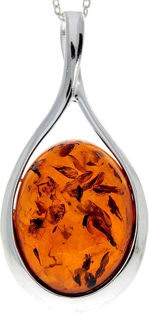 Genuine Baltic Amber & Sterling Silver Large Classic Pendant without Chain - 1835