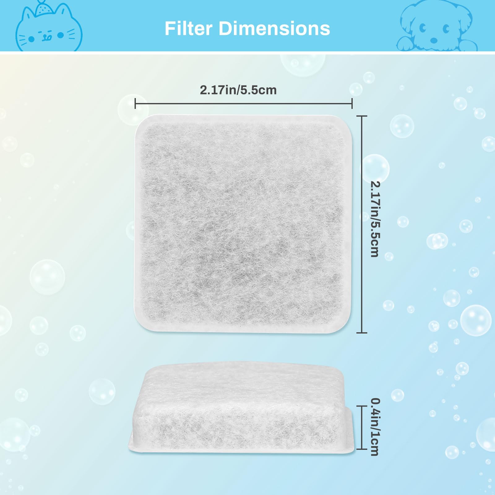 6 Pack Charcoal Replacement Filters for 0 5 1 2 5 4 GAL Gravity Waterer YOIHABV Cat Fountain — view 7