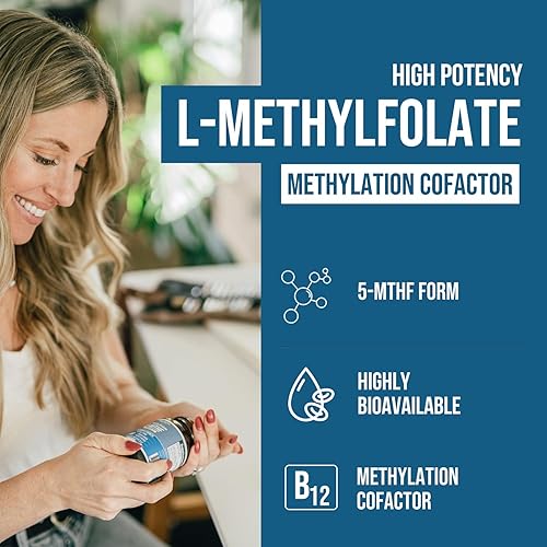 Miniatura 8 de L-metilfolato, 15mg, cofactor metil B12, fuerza profesional, orgánico, forma activa 5-MTHF, sabor baya, metilación de la homocisteína, cognición