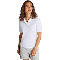 Tommy Hilfiger Donna Maglietta Polo Maniche Corte Regular Fit, Bianco (Ecru), XXS