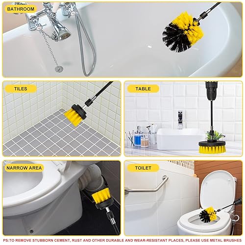 Miniatura 5 de Juego de accesorios de cepillo de taladro cepillo de taladro adecuado para superficies de baño lechada piso bañera ducha azulejos cocina y automóvil
