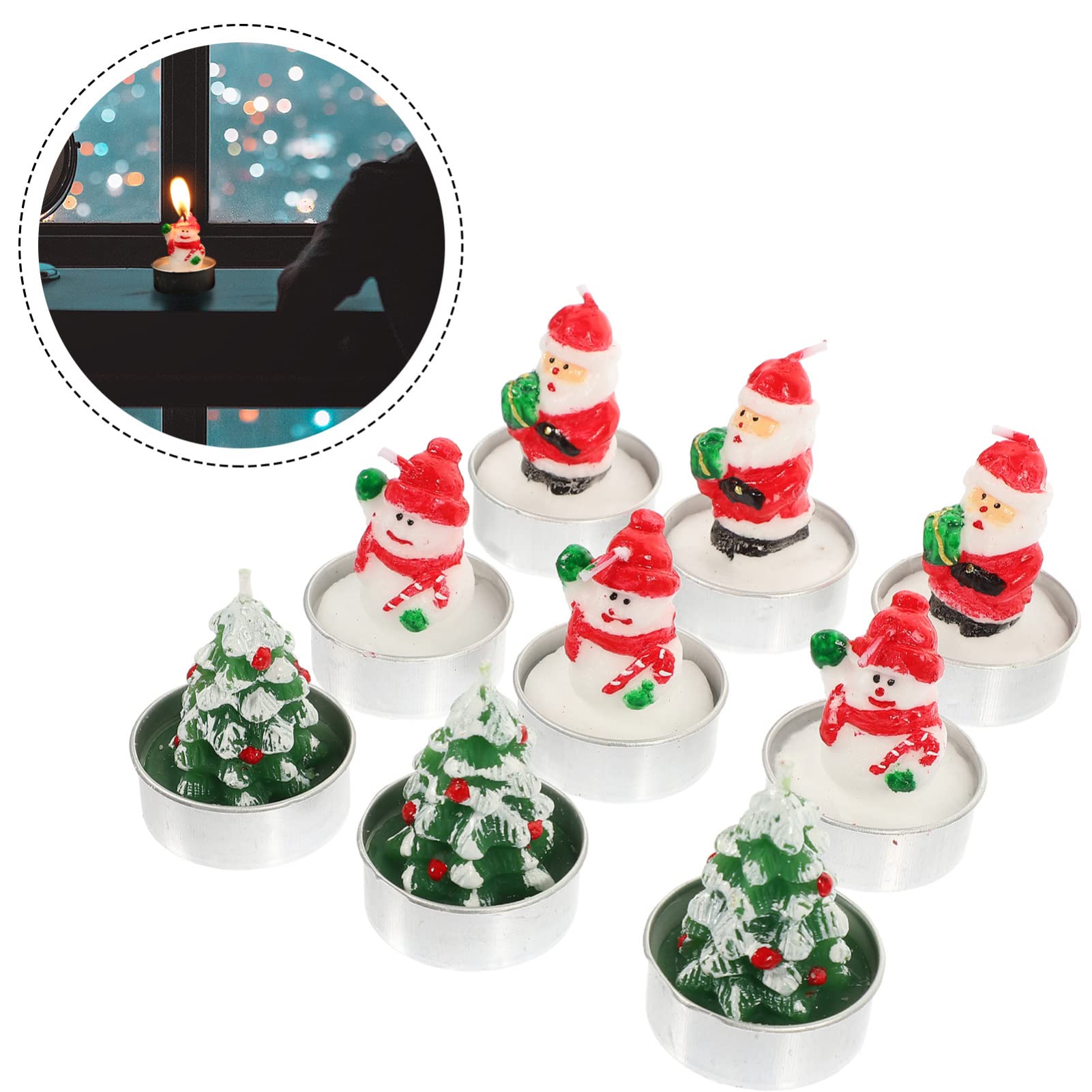 Alipis 2 Sätze Weihnachtsdekoration Kerze Weihnachts Party Weihnachten Party Weihnachtsteelichter Flackernde Kerzen Unparfümierte Weihnachtskerzen Weihnachtskerze Requisiten 9 Stück * 2