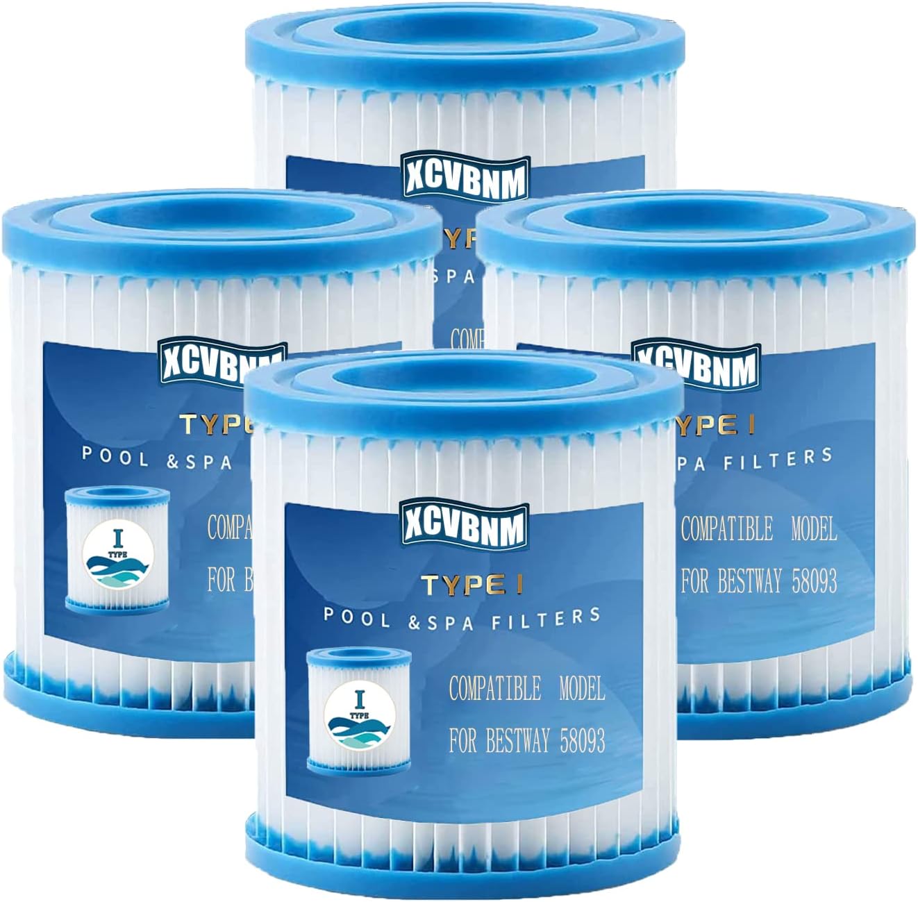 XCVBNM 4 PCS Type I Pool Filters Cartridges for Bestway 58381, for