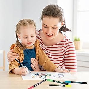 GenuisArt Double Line Outline Markers, Art Markers For Kids,Art Supplies Crafts Gifts for 4-12 Year Old Girl,Metallic Glitter Pens Set for Gift Cards,Rock Painting,Coloring Book (Black Box, 12)