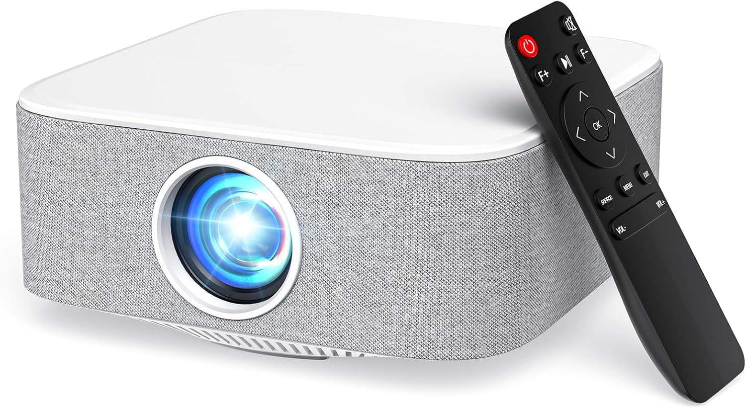 HAPPRUN Outdoor Movie Projector, Native 1080P HD Projector E-Focus, Bluetooth Projector Compatible with TV Stick Smartphone/HDMI/USB for Home Theater