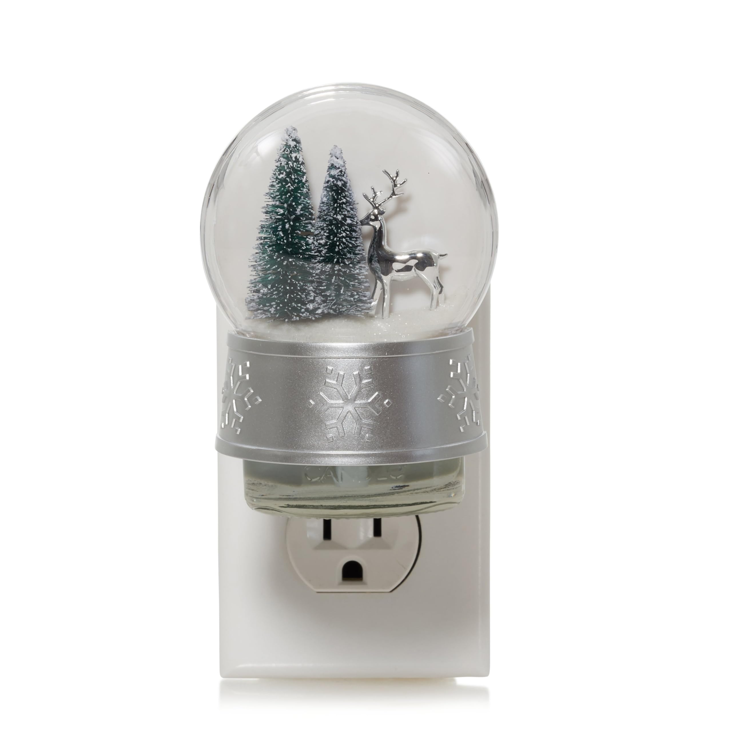 Yankee Candle Set di 2 diffusori di profumo a forma di globo di neve invernale, con sensori di luce, renna e scintillio
