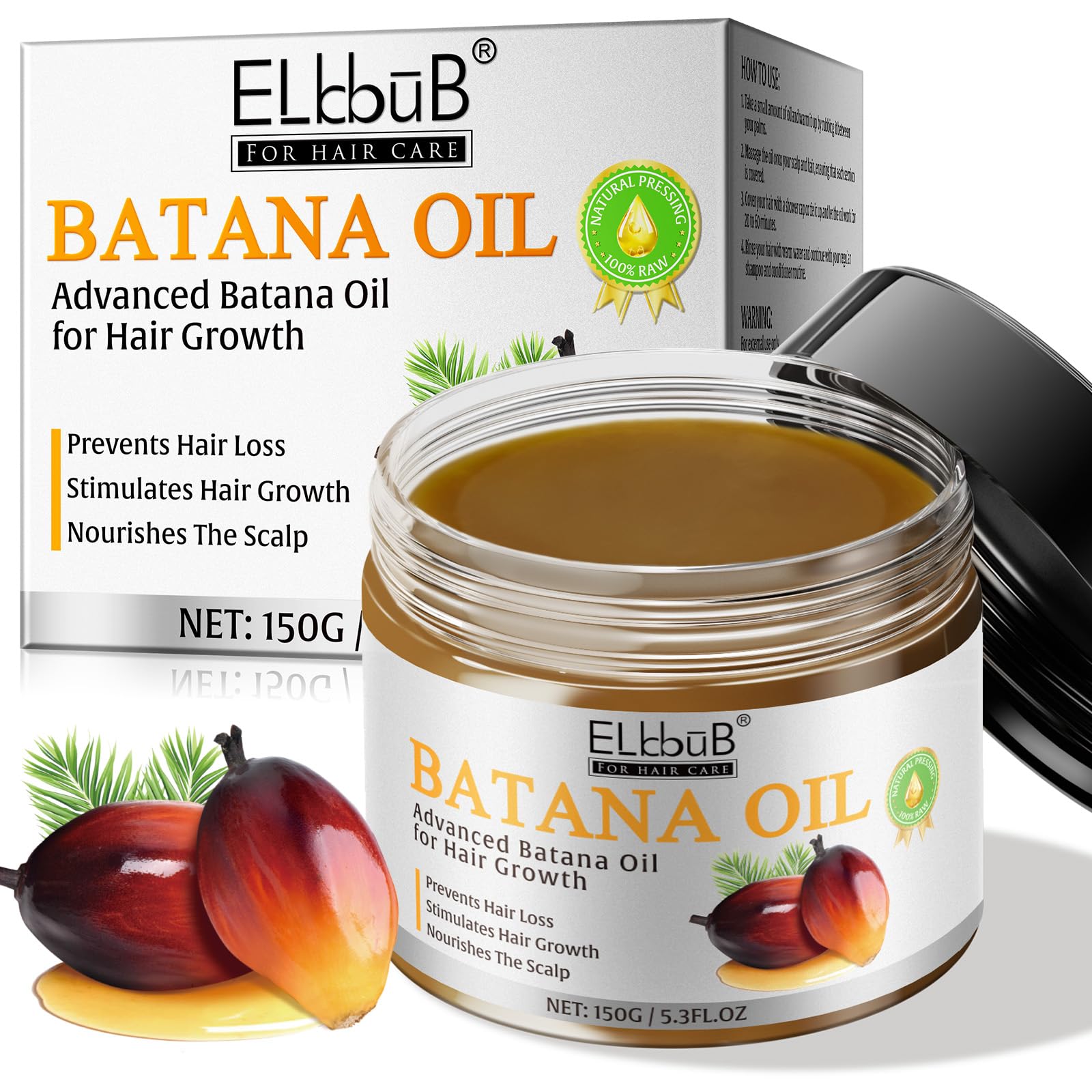 Raw Batana Oil for Hair Growth and Repair -100% Pure, Unrefined Oil from Honduran Rainforests Prevent Hair Loss and Enhances Hair Thickness in Men & Women