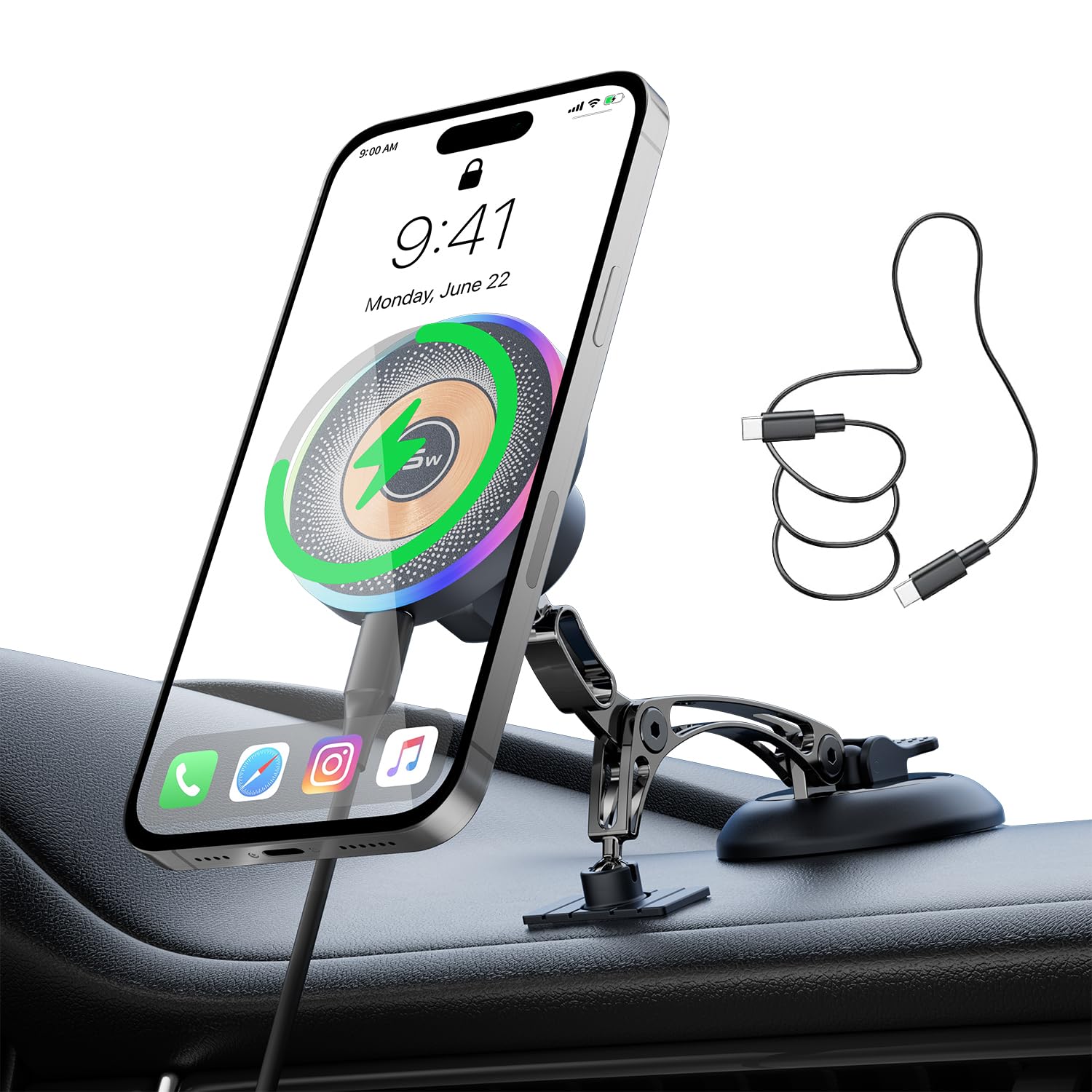 ☆充電スマホホルダースタイリッシュ、車内の最適アイテム Amazon.co.jp: 【2026改良モデル・テコ支点構造】スマホホルダー 車
