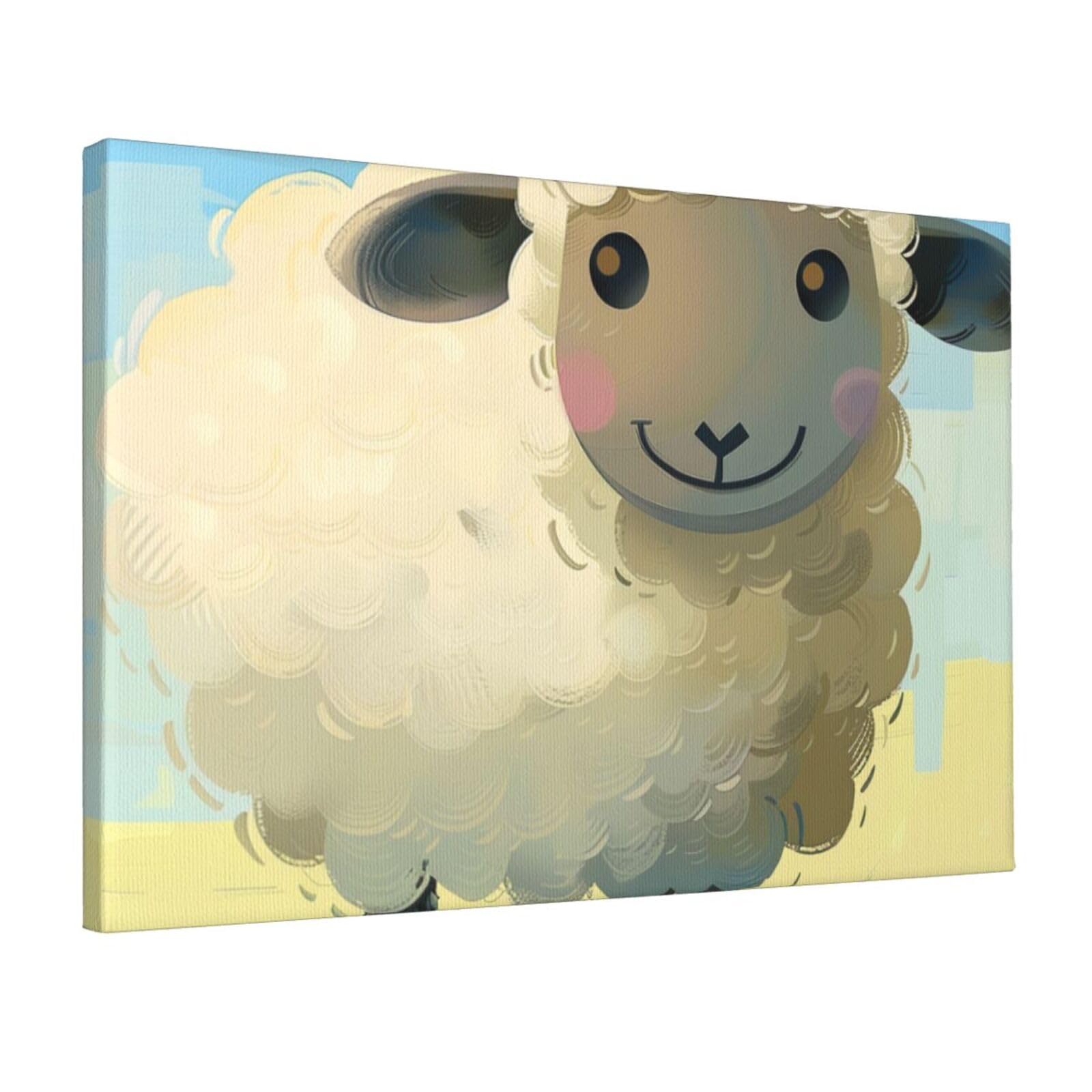 YKLJG Sheep 1 Printed Wall Art Canvas Prints 45x30 CM Wooden Framed Picture Painting Artwork for Bedroom Kitchen Home Office Decor