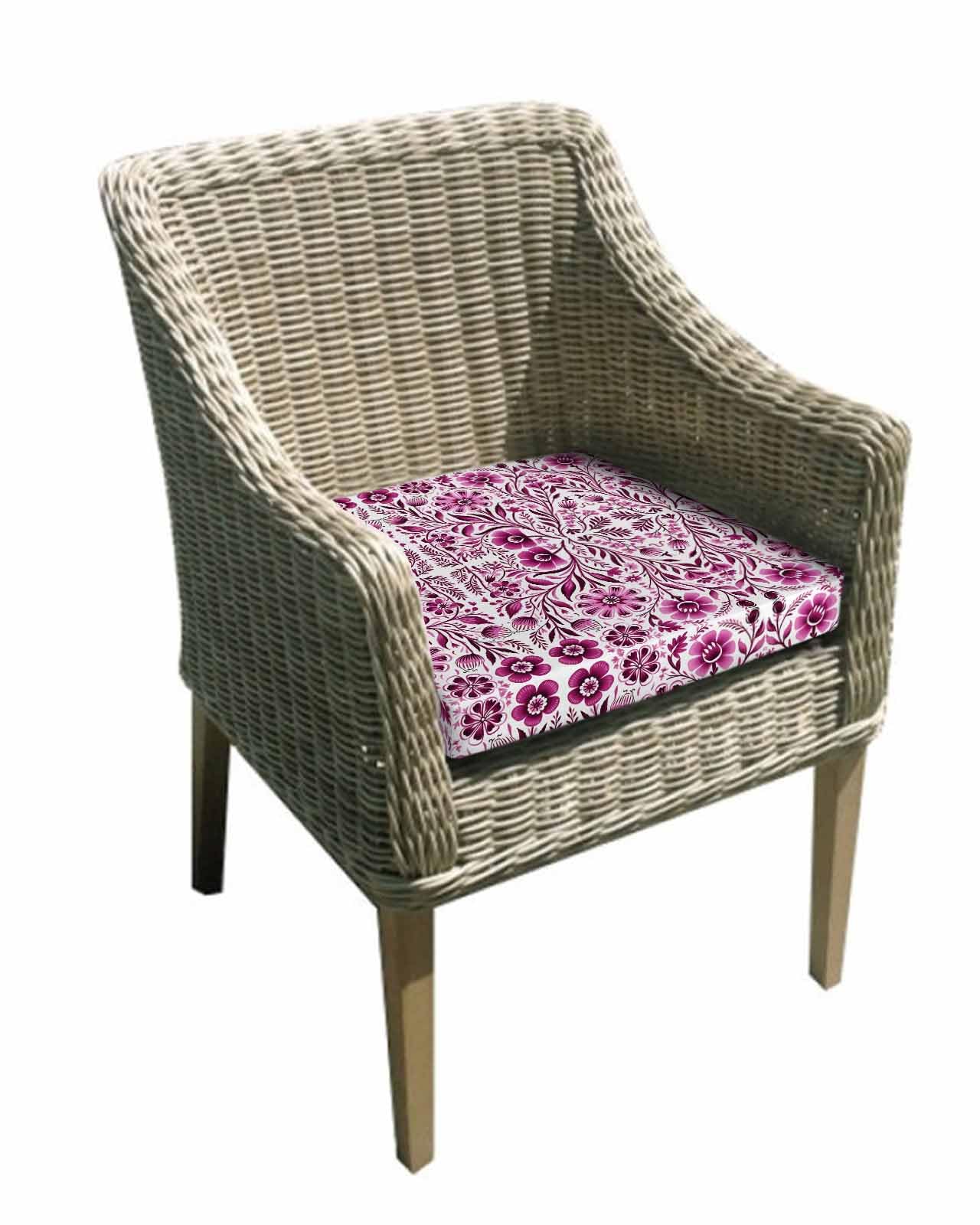 Boho Pink Flower 2 Pack Waterproof Cushion Covers with Ties, Outdoor Patio Chair Seat Cushion Slip Covers Replacement Spring Leaves Modern Minimalist White 22''x22''x4'',