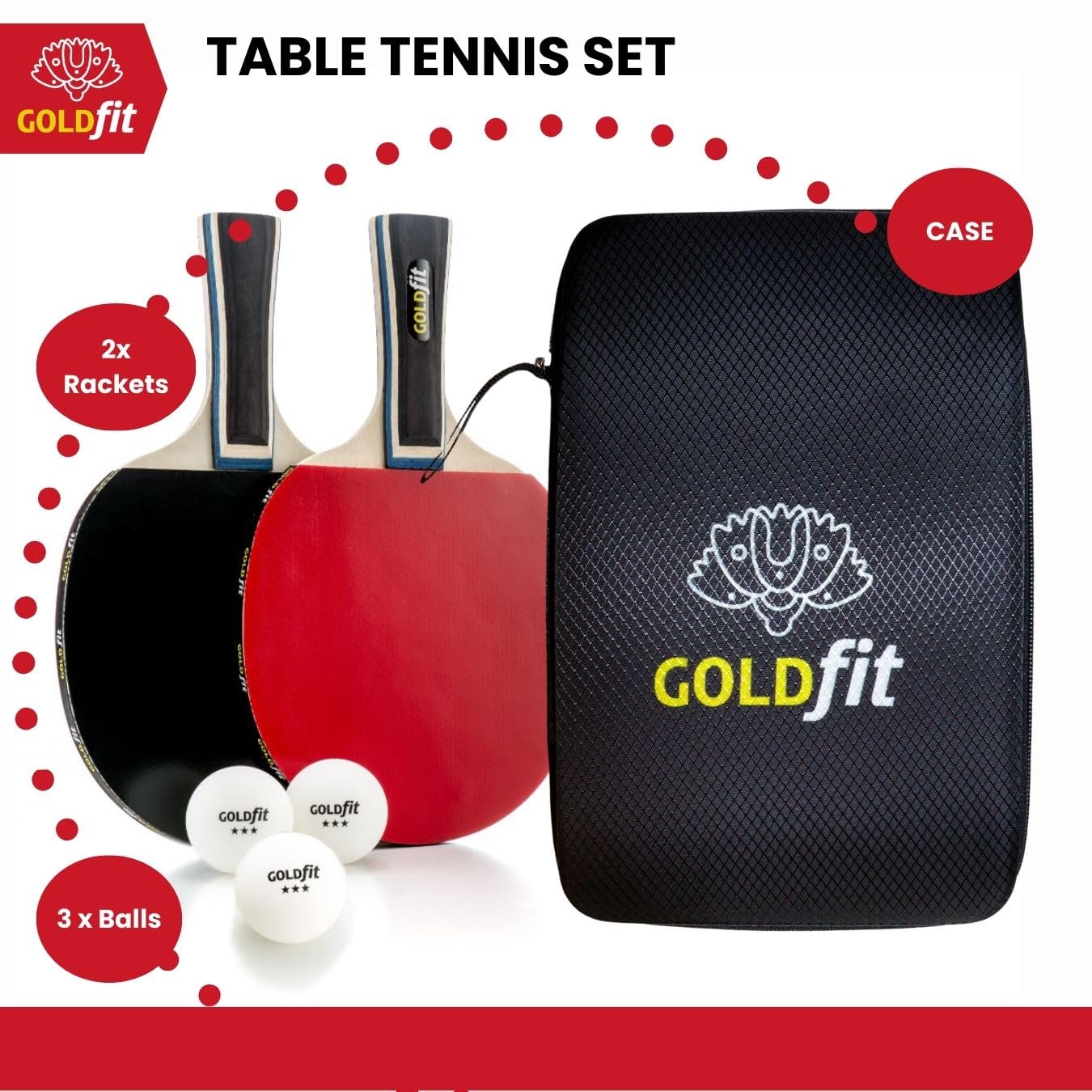 GOLDMAN SERVICE Table Tennis Bats and Balls Set, Ping Pong Bat & table tennis rackets for Beginners & Professionals - Image 2