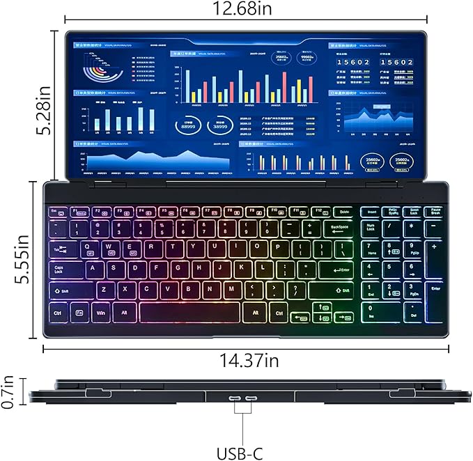 Monitor Extensor Táctil 12.8" HD IPS con Teclado Plegable miniatura 9