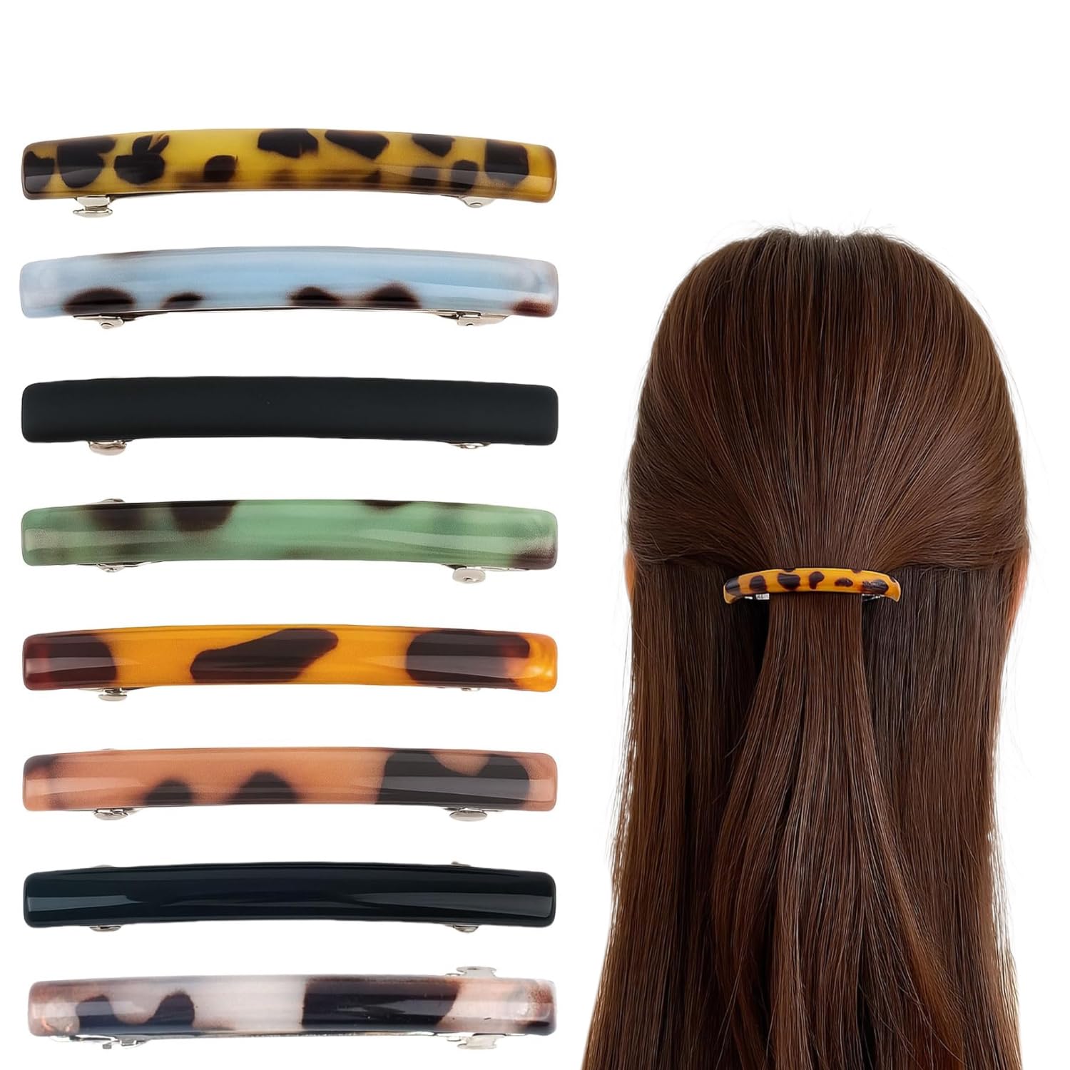 8 Pack 6.5 cm Assorted Colours French Hair Clips for Women & Girls, Stylish Volume Clips