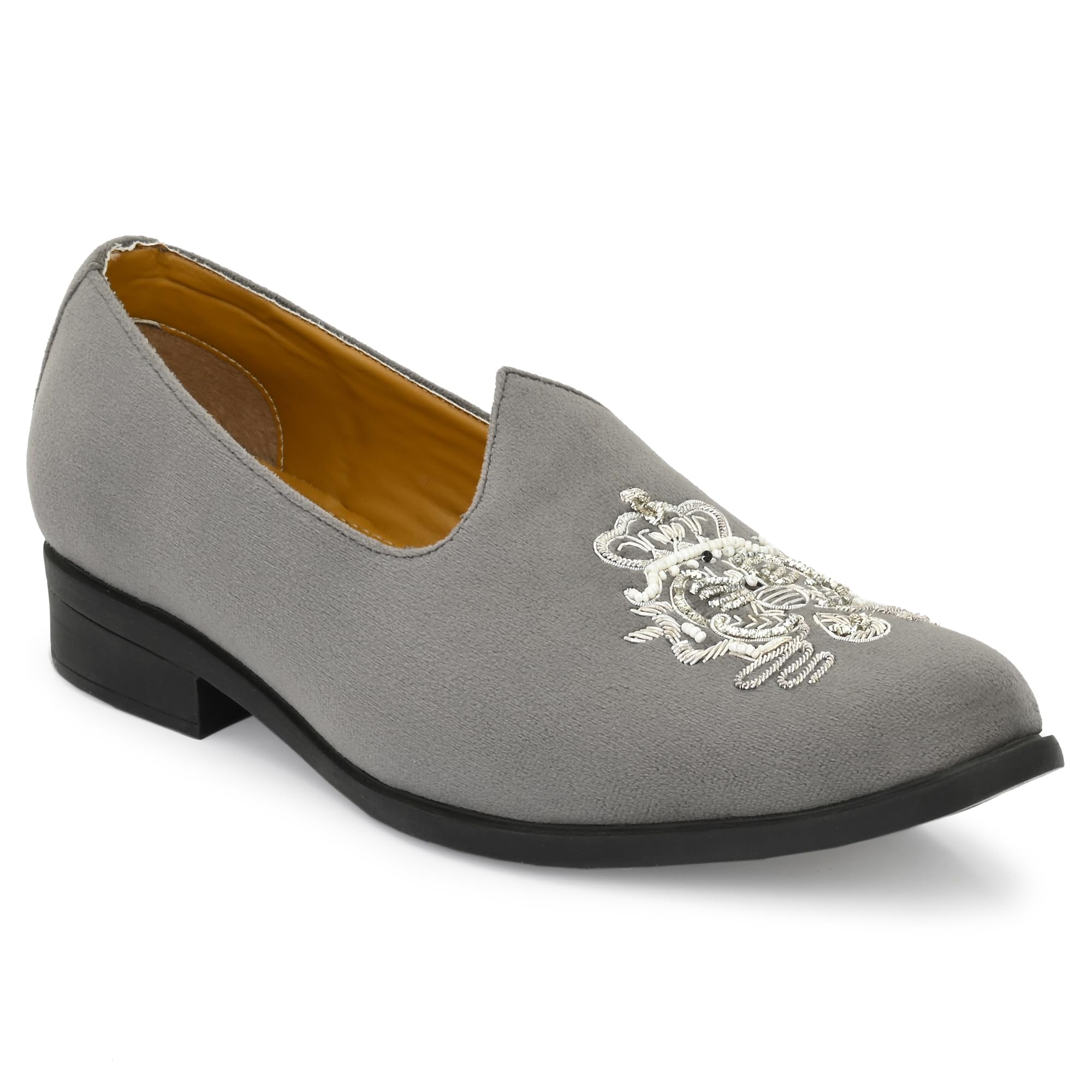 Men's Velvet Ethnic Faux Leather Loafers|Wedding Slip-On Shoes Craftsman 1001-picture-51