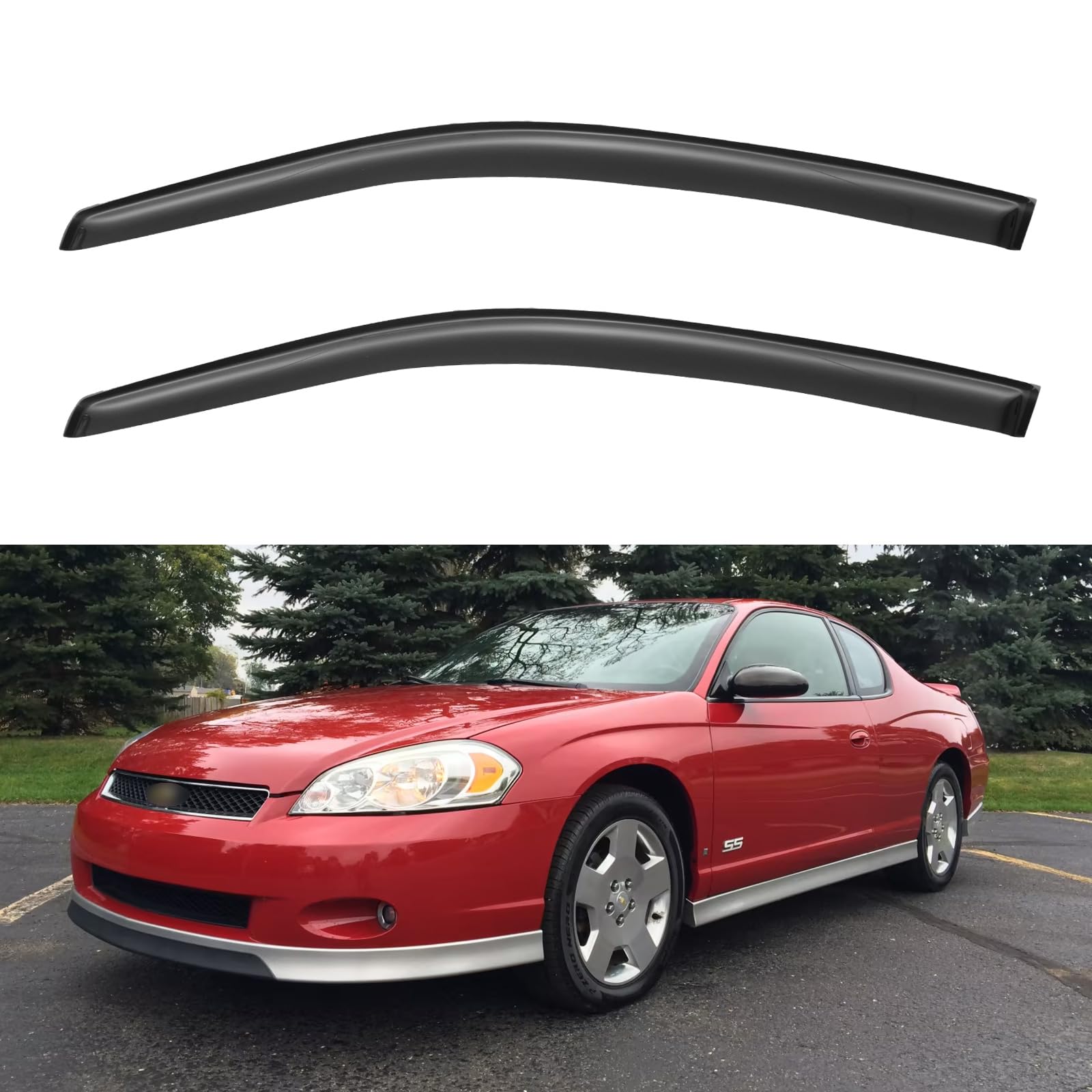 Window Visors Rain Guards for 2000-2007 Chevy Monte Carlo | Out-Channel Window Vent Wind Deflectors Visors Shades Protectors for 00-07 Chevrolet Monte Carlo