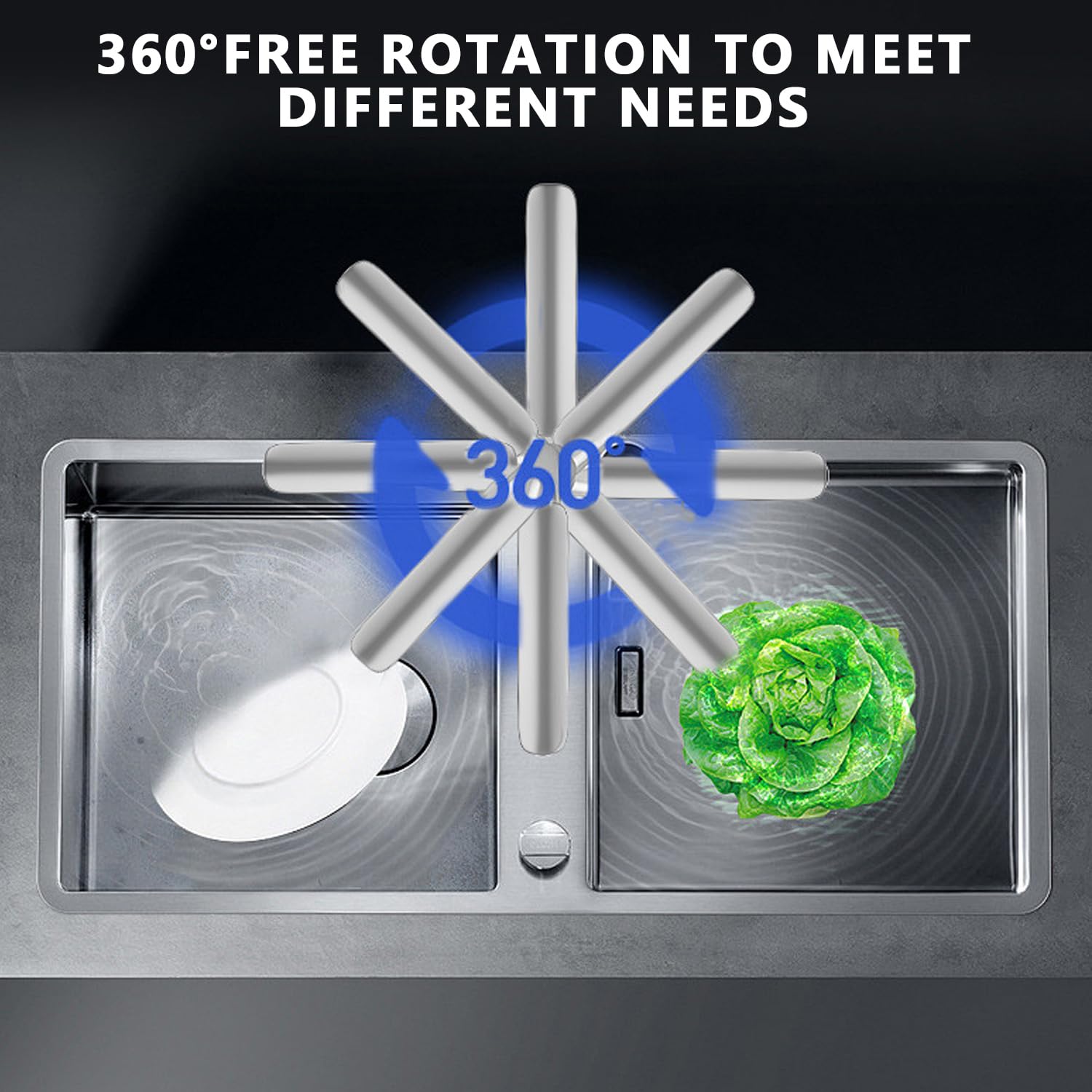 Robinet Chauffant Instantané, 3000W Réglable Température Acier Inoxydable Robinet électrique de Chauffe-Eau Instantané avec Affichage Numérique LED et Rotation à 360 ° pour Cuisine et Salle de Bain