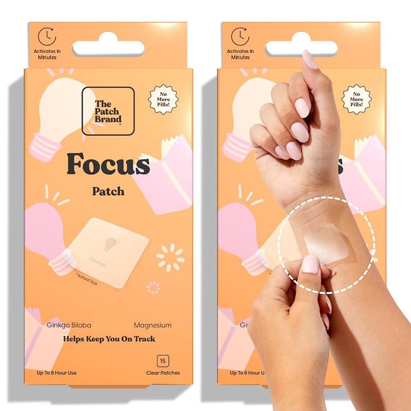 The Patch Brand Adesivos de vitaminas com ginkgo biloba, magnésio e vitamina B3, 30 adesivos