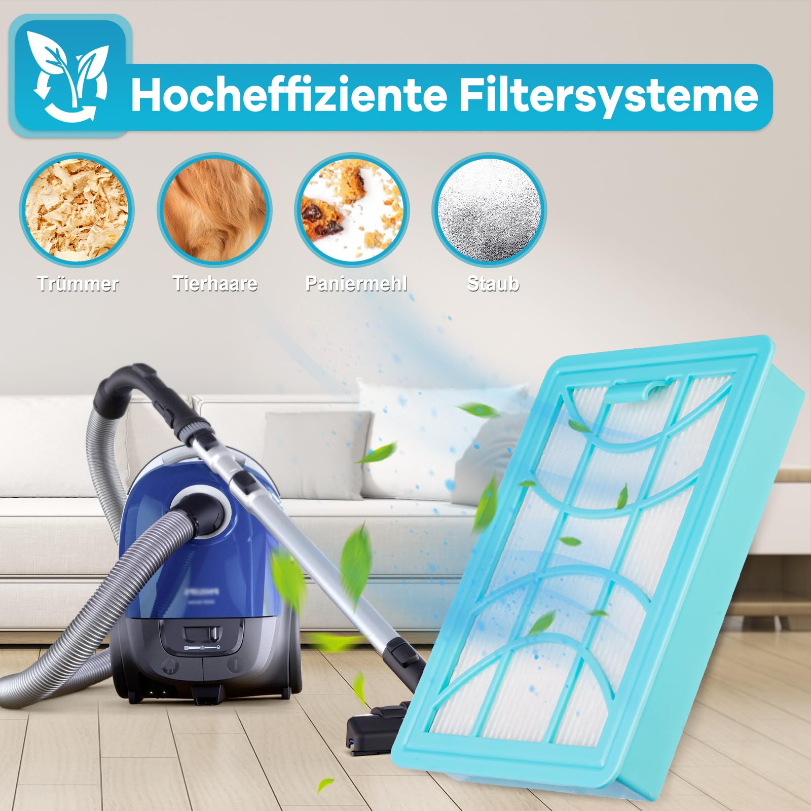 3 filtri HEPA XD3110/09 CP1352 per Philips Series 3000 Performer Compact Aspirapolvere XD3110, XD3112, XD3140