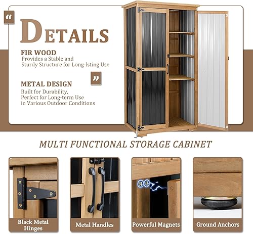 Miniatura 6 de Gabinete de almacenamiento para exteriores impermeable con estantes, armarios exteriores resistentes a la intemperie, patio, piscina, jardín,