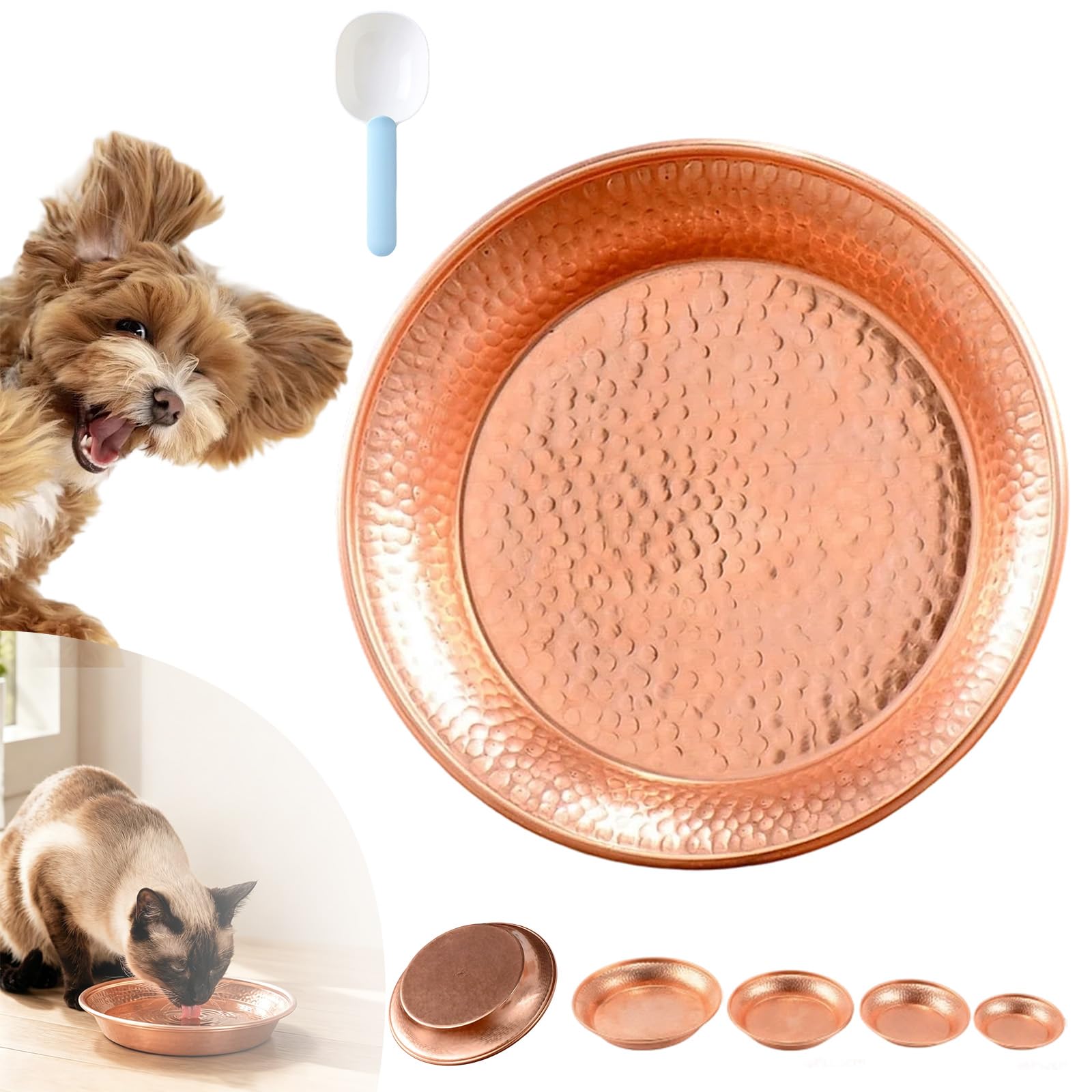 Handcrafted Hammered Copper Pet Bowl, Luxury Copper Dog Water Bowl
