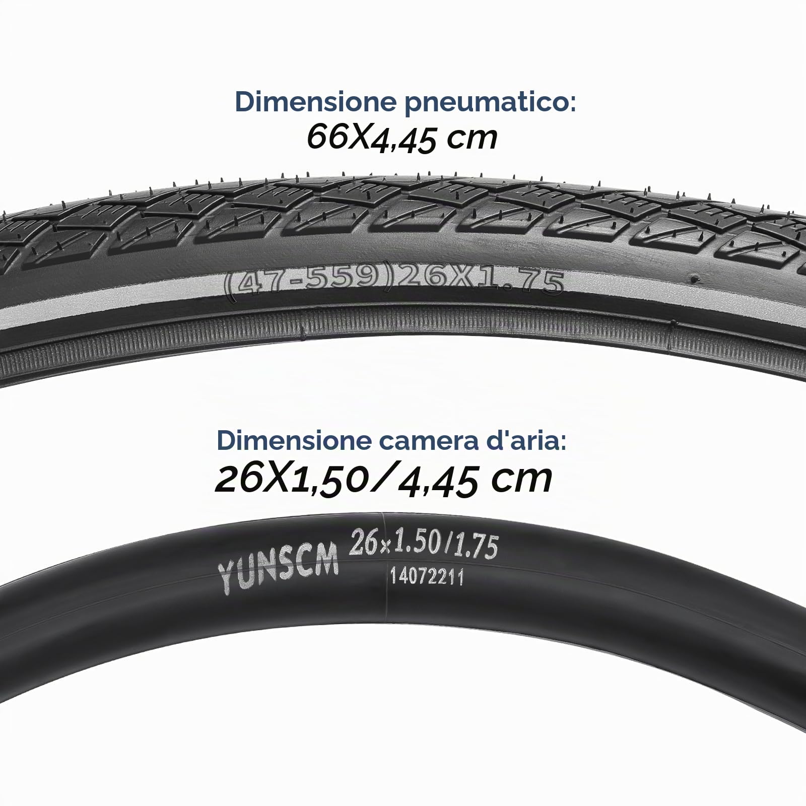 YunSCM 2 pneumatici per bicicletta in nylon 60TPI antiforatura, 26 pollici, 26 x 1,75, rivestimento 47-559, compatibili con città/strada, 26 x 1,75, pneumatici pieghevoli con strisce riflettenti