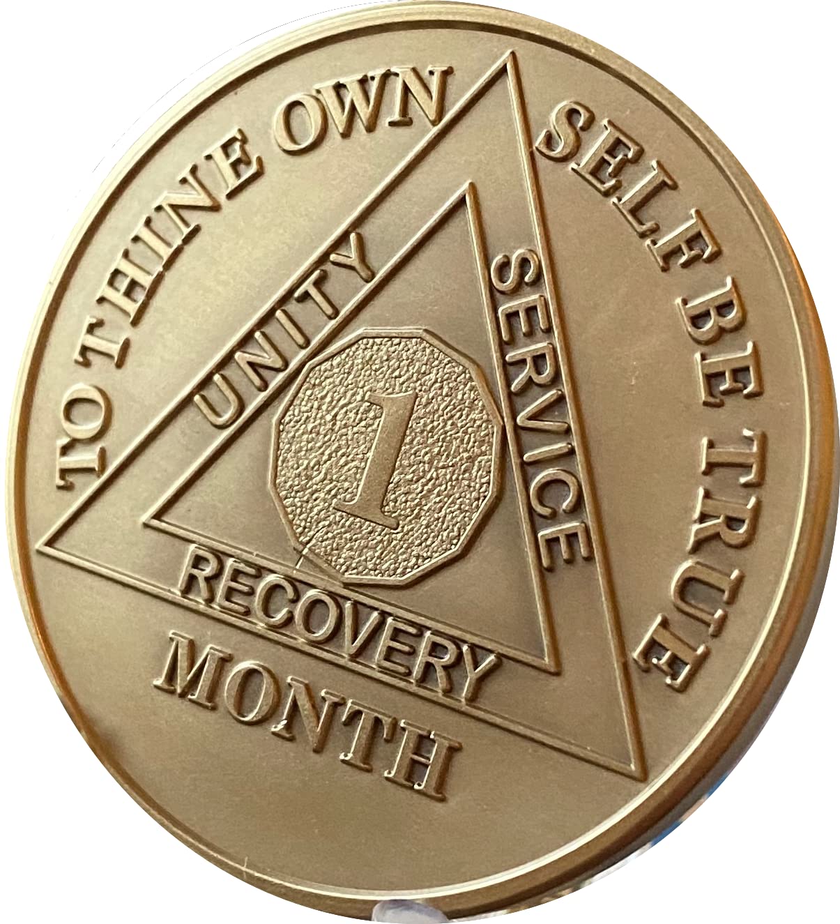 11 Year AA Sobriety Medallion - Elegant Marble Tahiti Teal Blue & Pink With Gold Plating - View #5