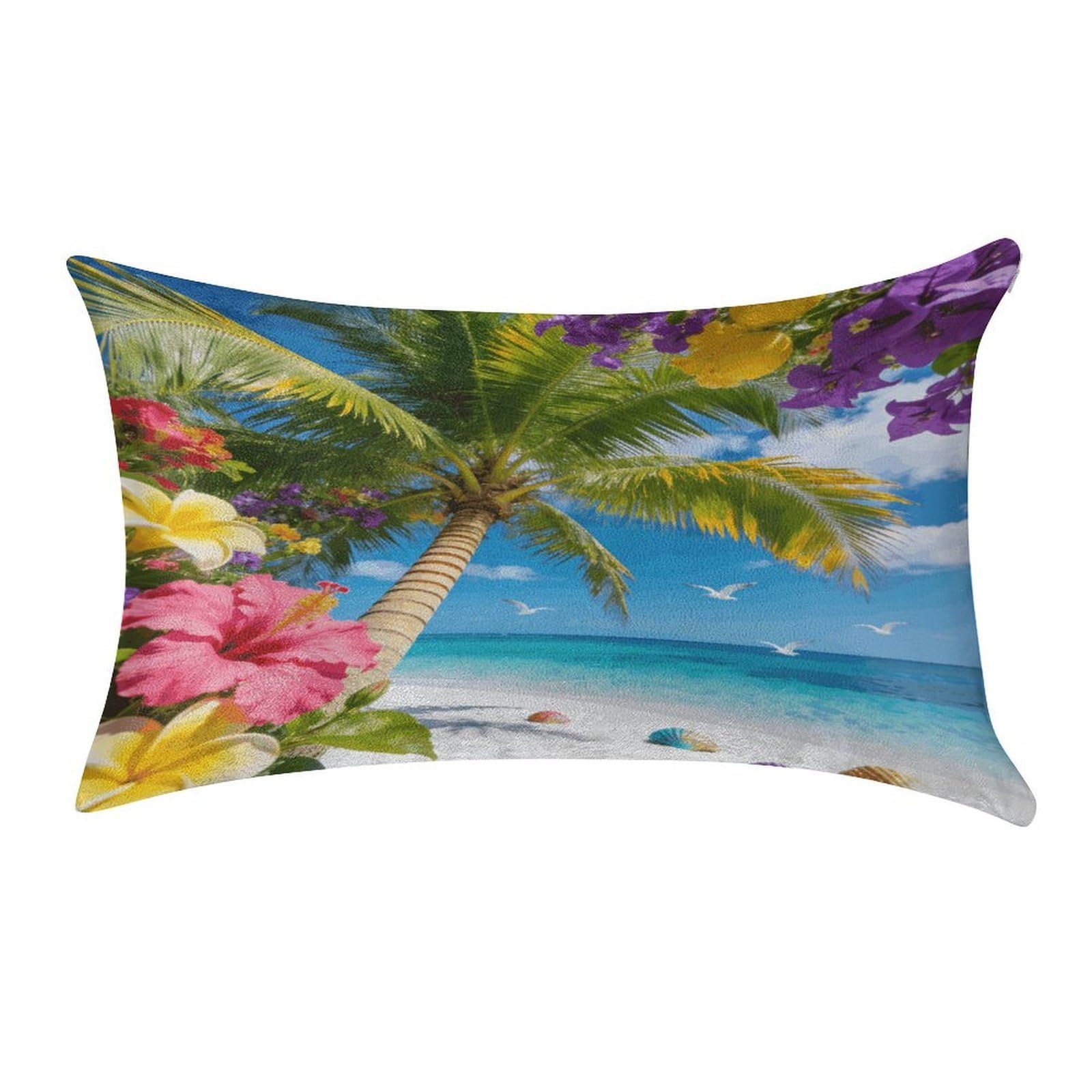 Fodpand Style Perfect Paradise Tropical Palm Tree Floral Pillowcase,Elegant Designed Home Decor,Velvet Pillowcase,Soft And Cozy,Pillow Case Cover With Hidden Zipper For Bedroom, Sofa, Couch