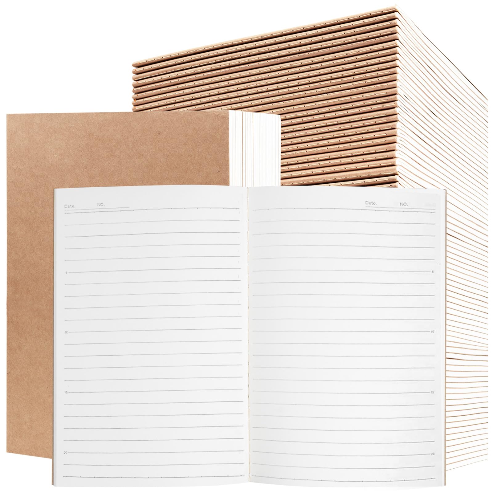 Confezione da 72 quaderni A5 in carta kraft, a righe, 21,1 x 14 cm, 60 pagine, set di diario di viaggio per lavoro, scuola, studenti, bambini, regalo, ufficio, forniture per il rientro a scuola