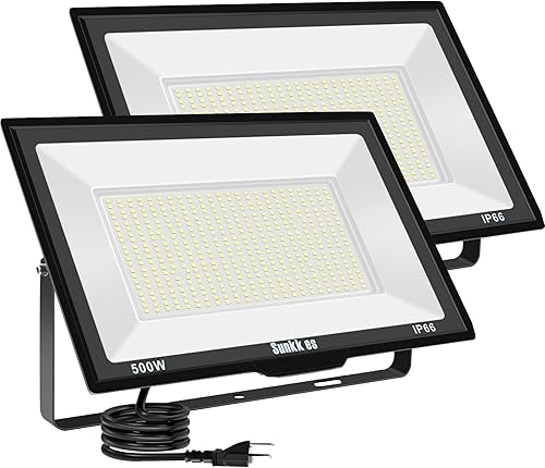 Miniatura 7 de Paquete de 3 focos LED de 300 W para exteriores, impermeable IP66 con enchufe, luz diurna de 6000 K, luces de seguridad blancas para exteriores,