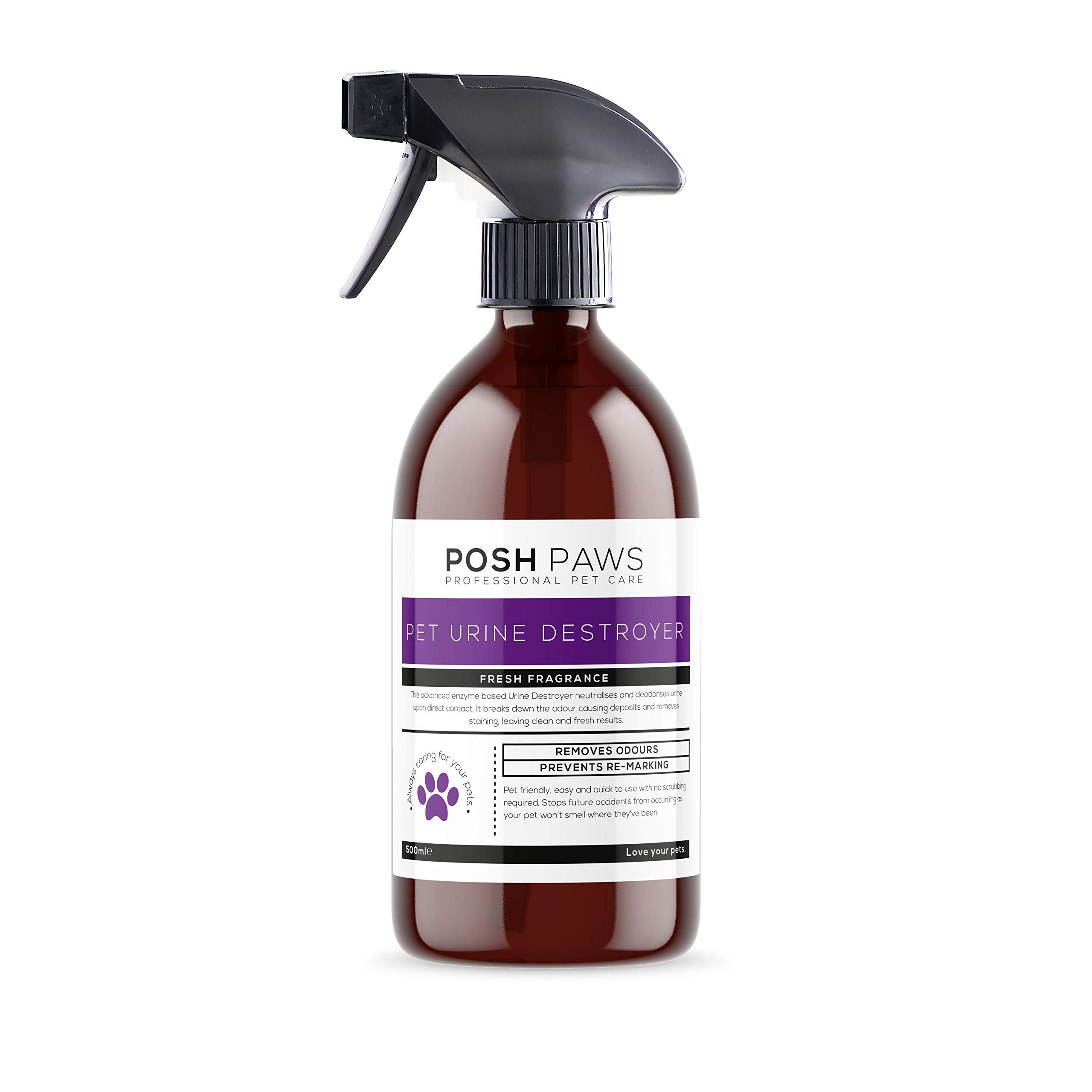 Pet Urine Wee Destroyer Spray Posh Paws 500ml Removes Odours Prevents Re-Marking