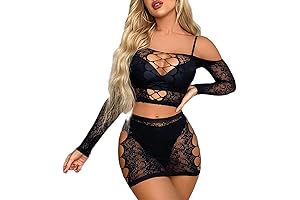 Affordable Lace Fishnet Babydoll Lingerie