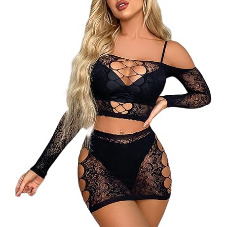 Affordable Lace Fishnet Babydoll Lingerie
