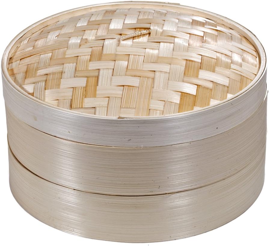 Premium 2 Tier Non-stick Bamboo Steamer - A Deluxe Asian Steamer by Saint Germain Bakery