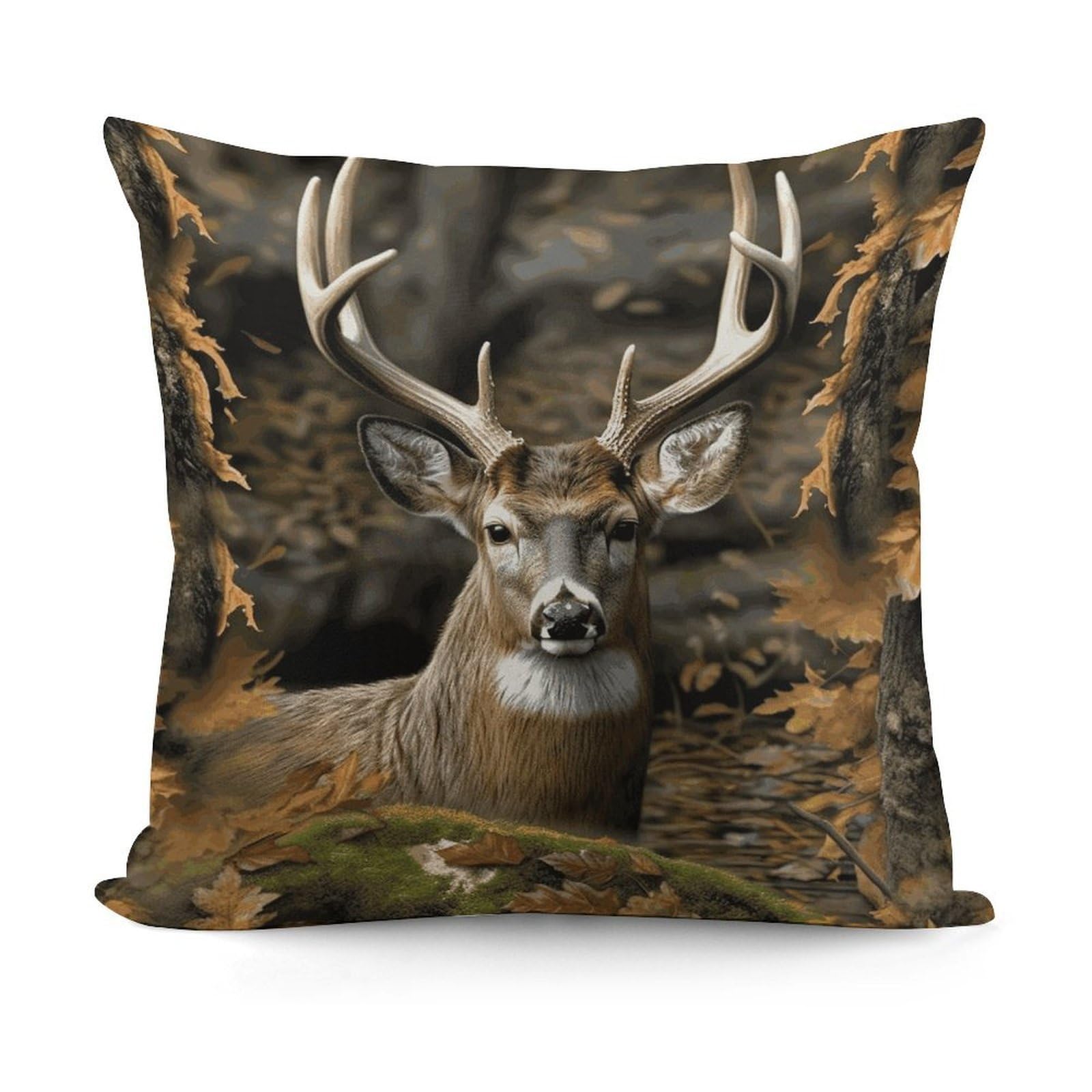 VstaDank Camouflage Deer Pillow Covers Soft Plush Decorative Square Pillow Cover Modern Breathable Pillowcases Pillowcase with Invisible Zipper 18x18 Inches for Sofa Living Room