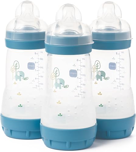 Mam Self Sterilising Anti-colic Bottle 260ml 3 Pack Boys Colours