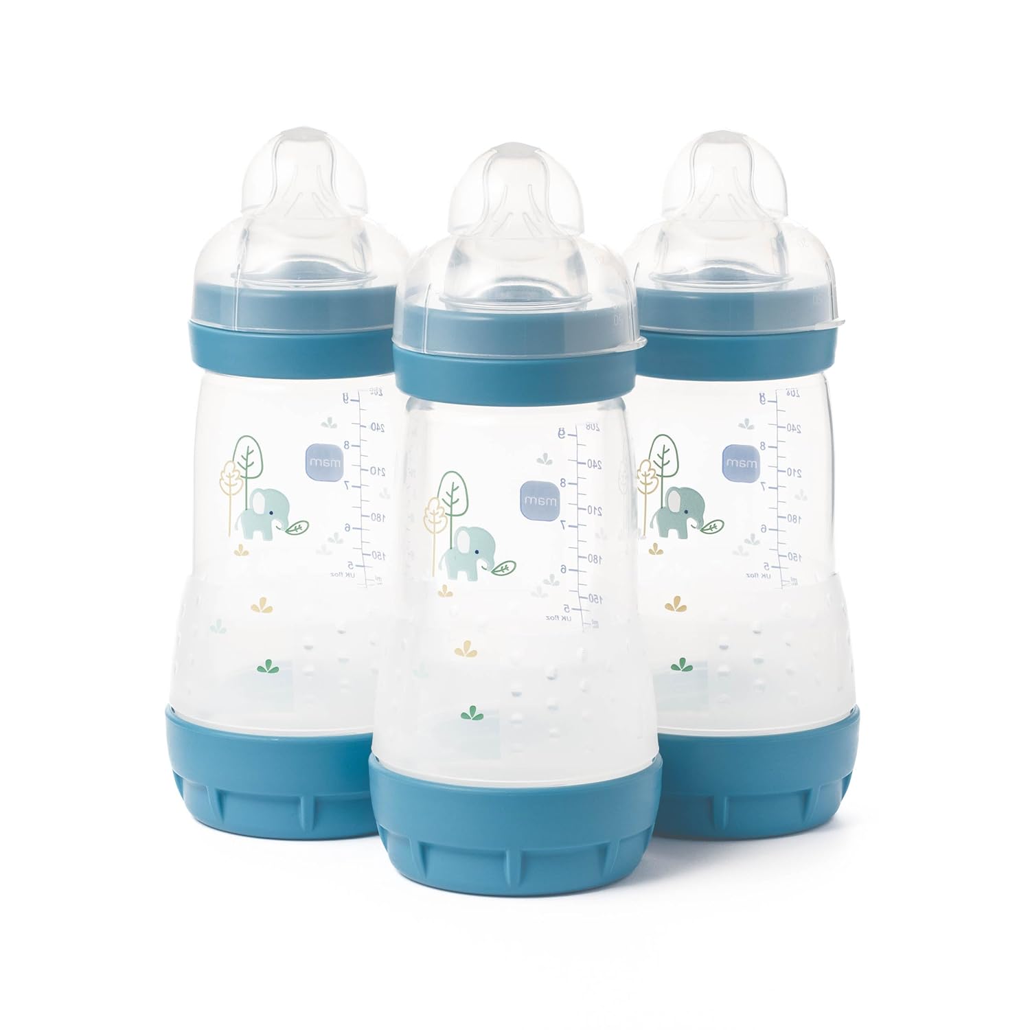 Mam Self Sterilising Anti-colic Bottle 260ml 3 Pack Boys Colours