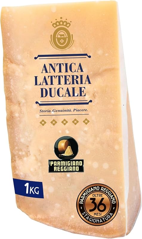 Parmigiano Reggiano Dop 36 mesi da Allevamento e Agricoltura Sostenibili - Premiata Produzione Artigianale dal 1949 - Formaggio Naturalmente Privo di Lattosio ANTICA LATTERIA DUCALE (1kg - 1 punta)