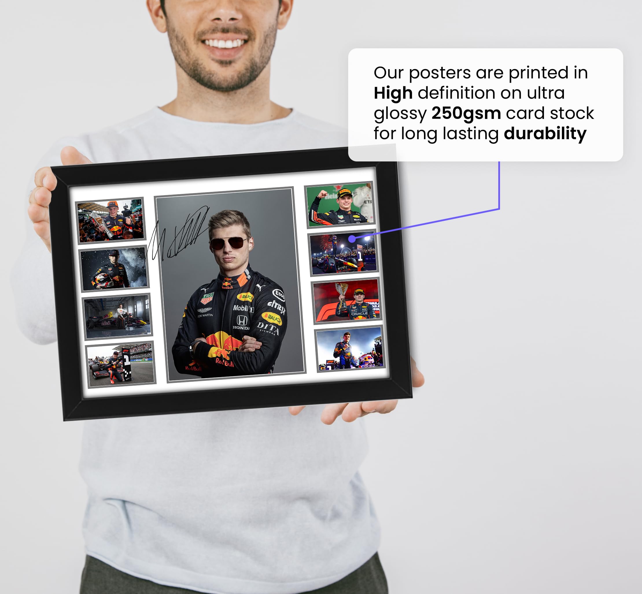 Max Verstappen Affiche signée Édition limitée autographe Objet de collection A4 30x21cm