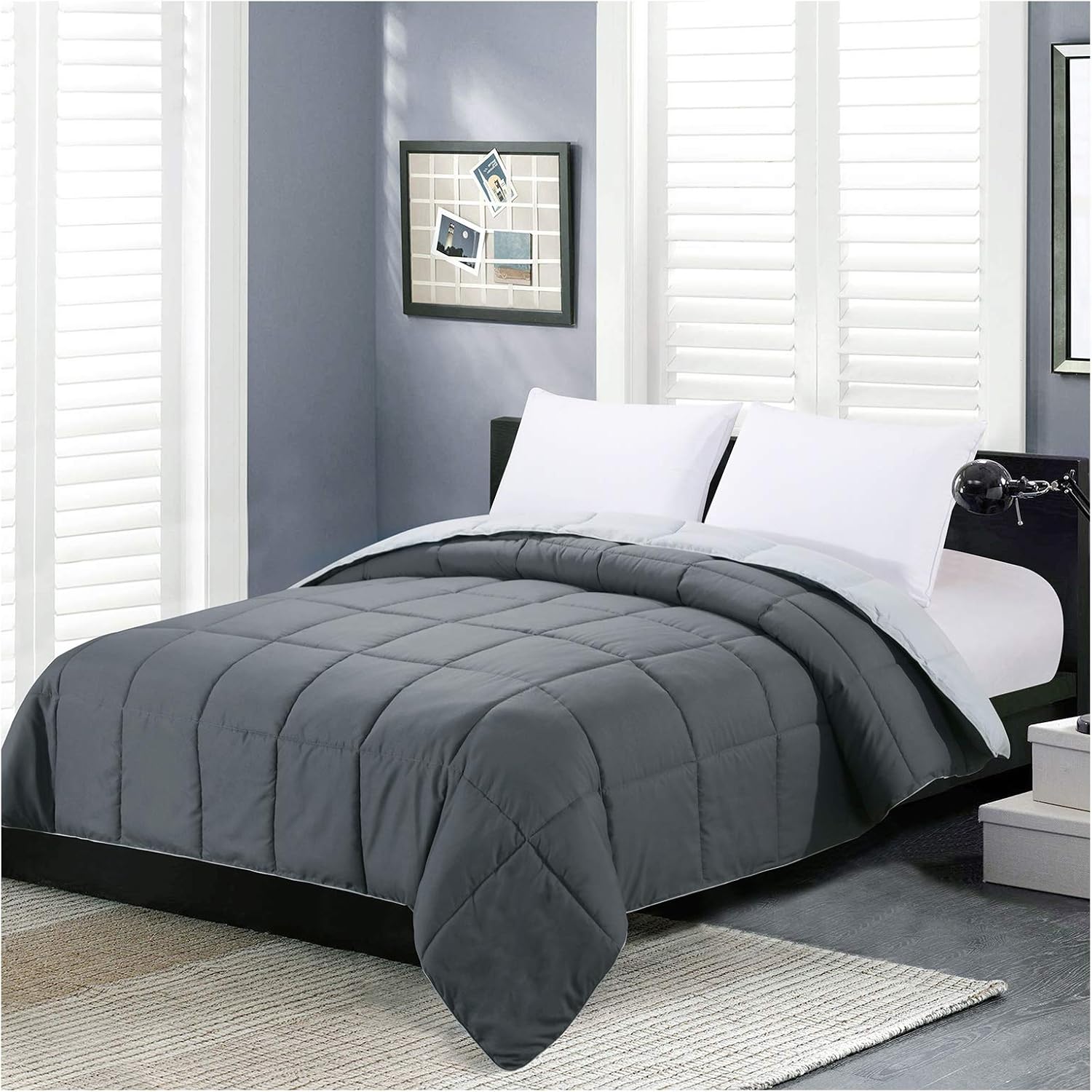 Homelike Moment Comforters Queen Size - Grey Duvet Insert Down Alternative Bed Queen Comforter