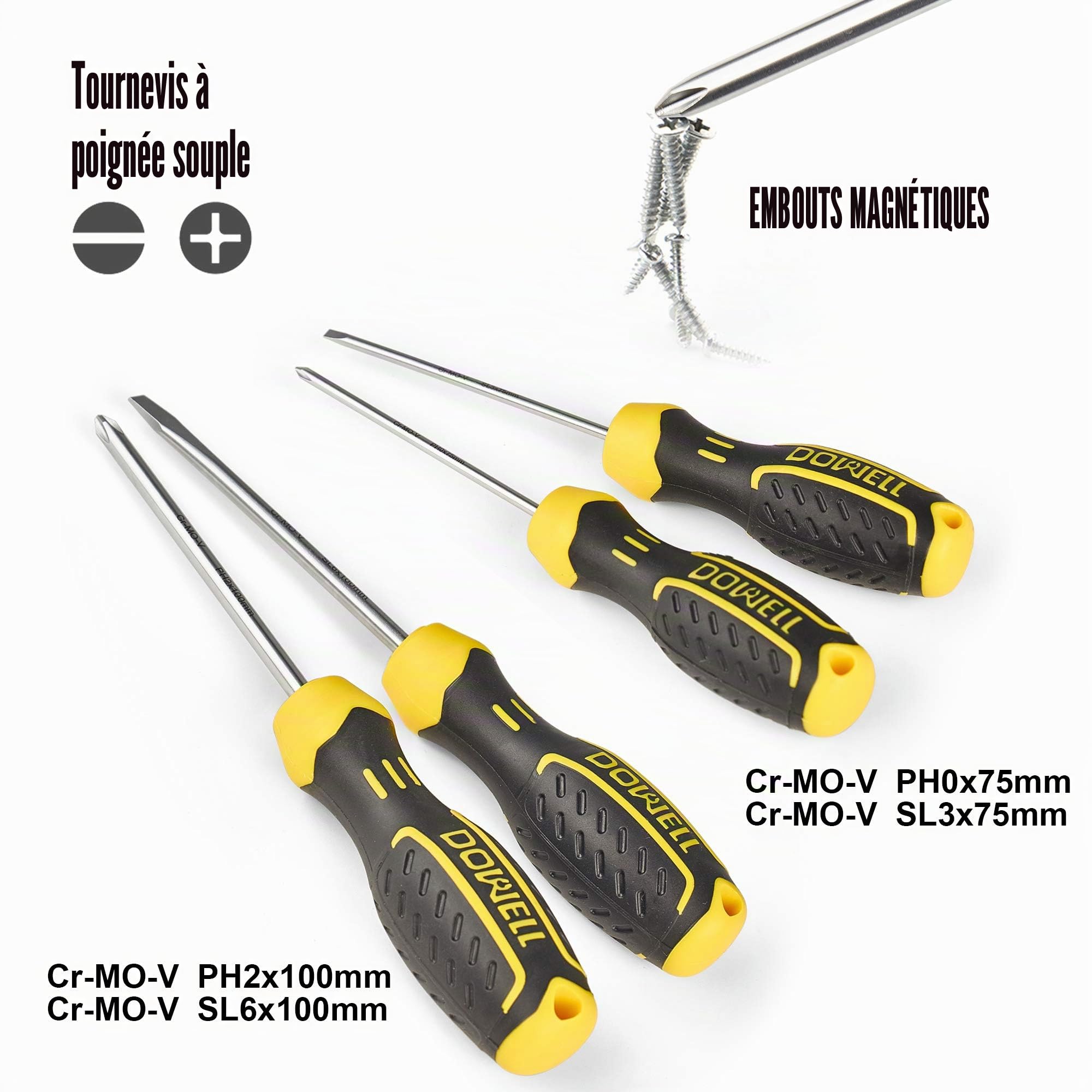 DOWELL Ensemble d'outils Kit d'outils à main de réparation à domicile 49 pièces avec étui de rangement en plastique