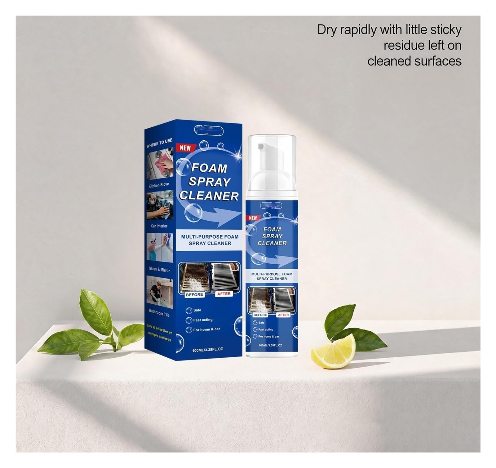 Limpiador en espuma multiusos 100ml | Agente de limpieza suave for las manchas cotidianas de encimeras y paredes del hogar.(3pcs)