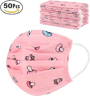50 Pcs Cute Cartoon Printed Face Masks with Elastic Ear Loop Disposable Anti Dust 3 Ply Breathable Comfortable Mouth Mask for Blocking Dust Air Pollution Flu Protection Haze for Kids 3-12 Years Old - coolthings.us