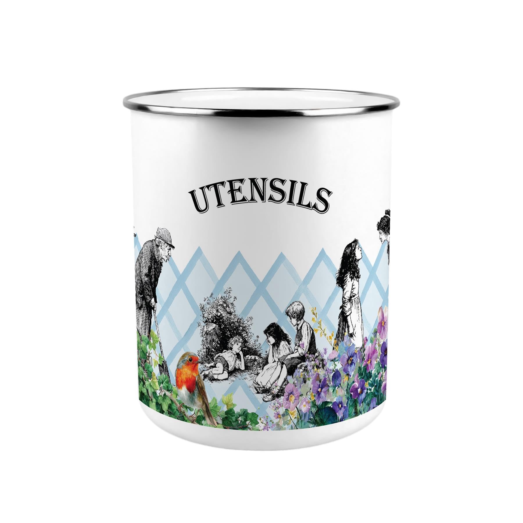 The Secret Garden Metal Utensil Pot - XL Organiser for Kitchen Countertop Gift