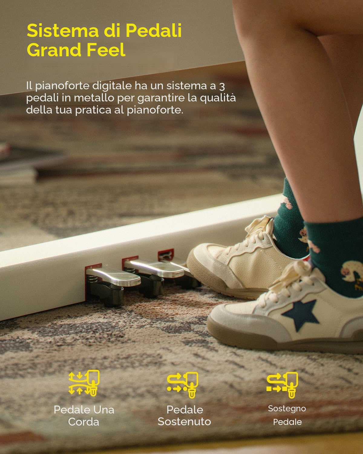 Donner DDP-95 Pianoforte Digitale 88 Tasti Pesati per Principianti, Connessione Wireless, Registrazione, 11 * 5 cm LCD, 600 Toni/Ritmi, 3 Modalità di Insegnamento del Pianoforte, Bianco