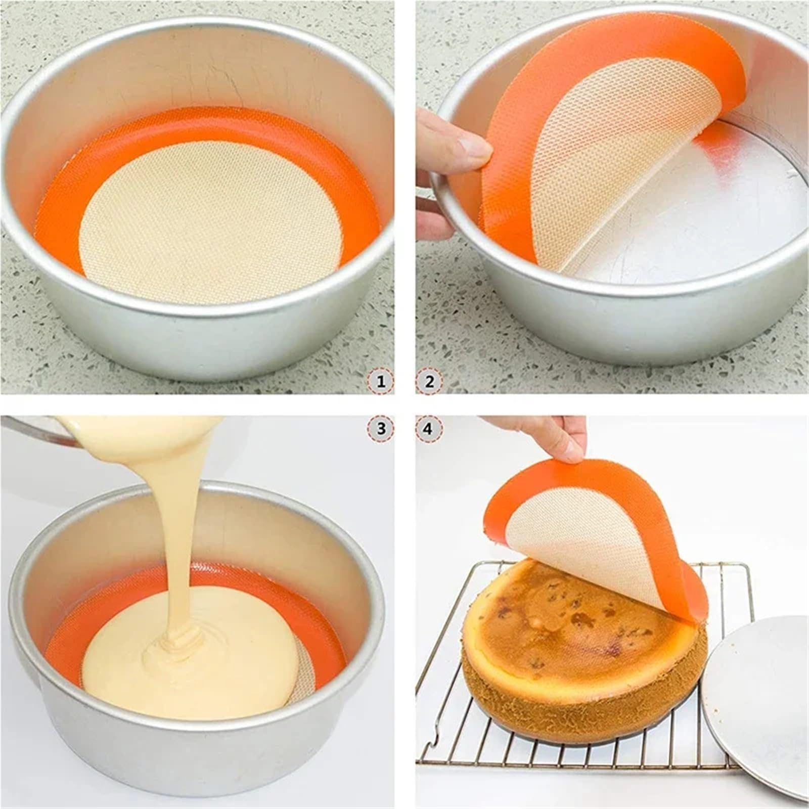 Ofenmatte 2 Stück runde Silikon-Backmatte, antihaftbeschichtete Wiederverwendbare Blecheinlagen for Luftfritteuse, Backofen, Backformen for Kuchen, Pizza, Gebäck, Kekse(20x20cm)