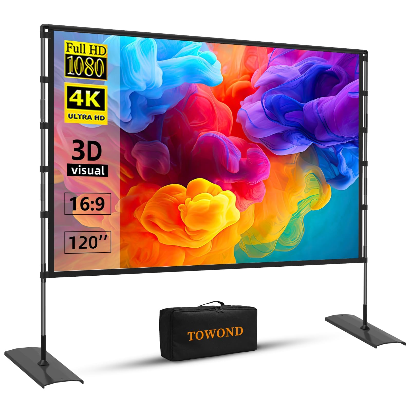 Projectiescherm Met Standaard 100 Inch HD 4K Outdoor Indoor Projector Scherm Snel Opvouwbaar Draagbaar Filmscherm 16 9 Full Set Tas Voor Thuisbioscoop Camping En Vrijetijdsevenementen 767195971