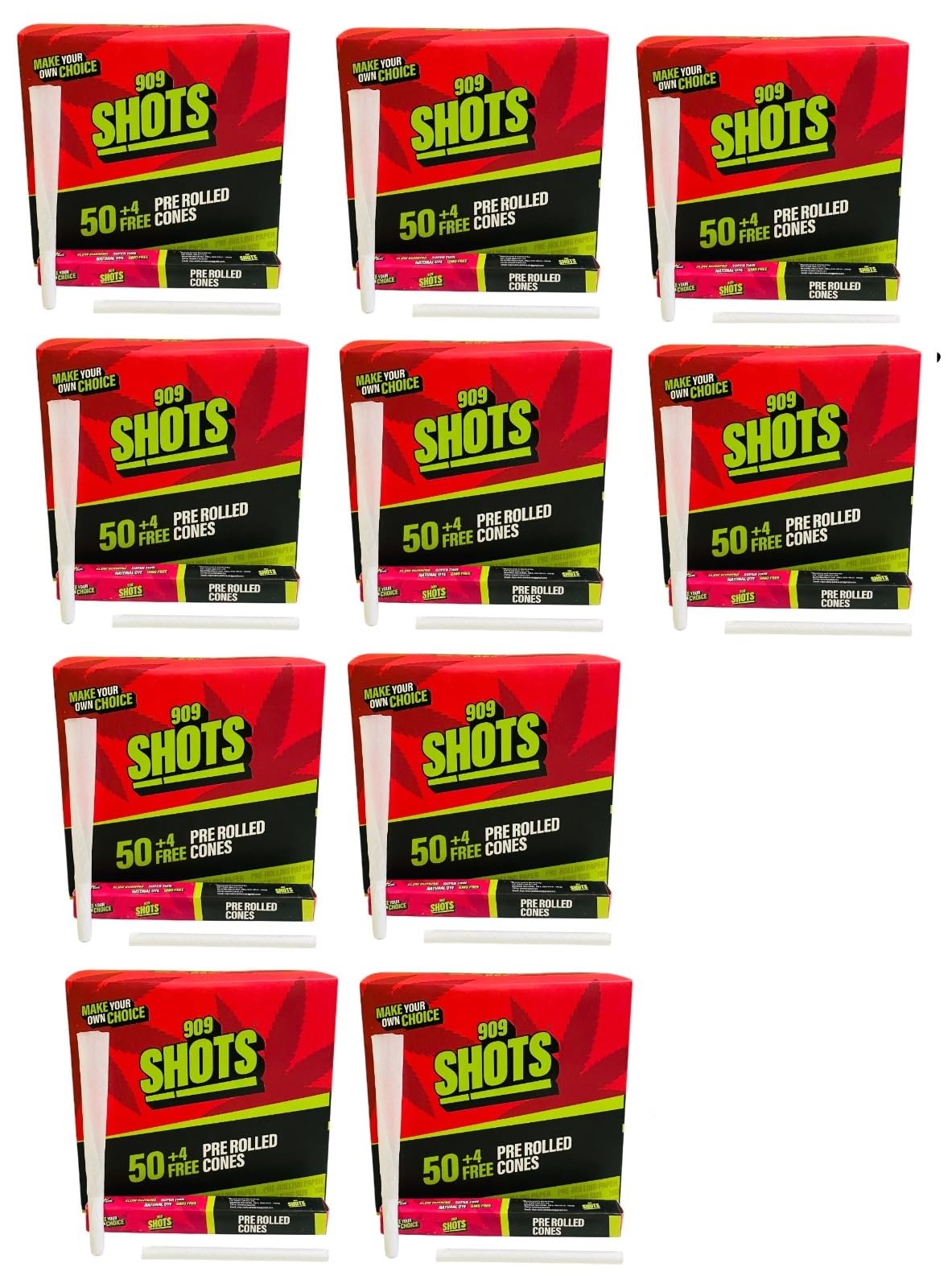 909 Shots Pre-rolled Cone Box, Perfect Roll Cones (Natural) - Pre Unbleaches rolling paper king size pre rolled Paper Roll, Slow Burning for perfect Experience, Imported from France Made in India, (Set of 54,) pack of 10 Box-image-20