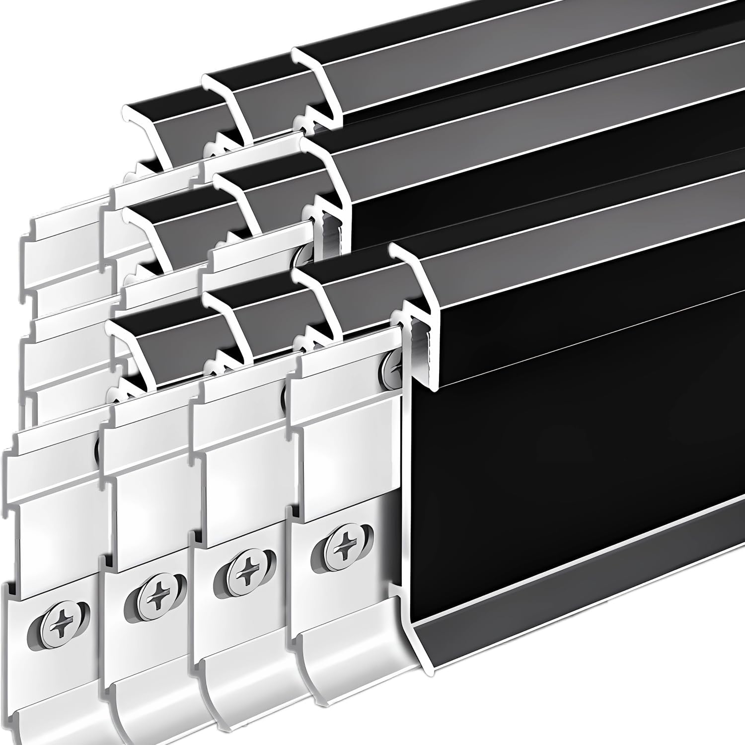 JARBIH 3.3ft Aluminum Channel Skirting, 10 Pack H6cm LED Baseboard Profile Trim, Durable Metal Skirting Cove Base Floor Molding & Trim for Living Room Bedroom Kitchen Dining Room(Black)